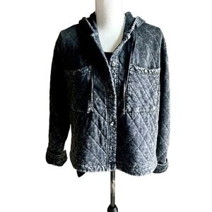 NWT Jane & Delancey washed black quilted hoodie jacket size M